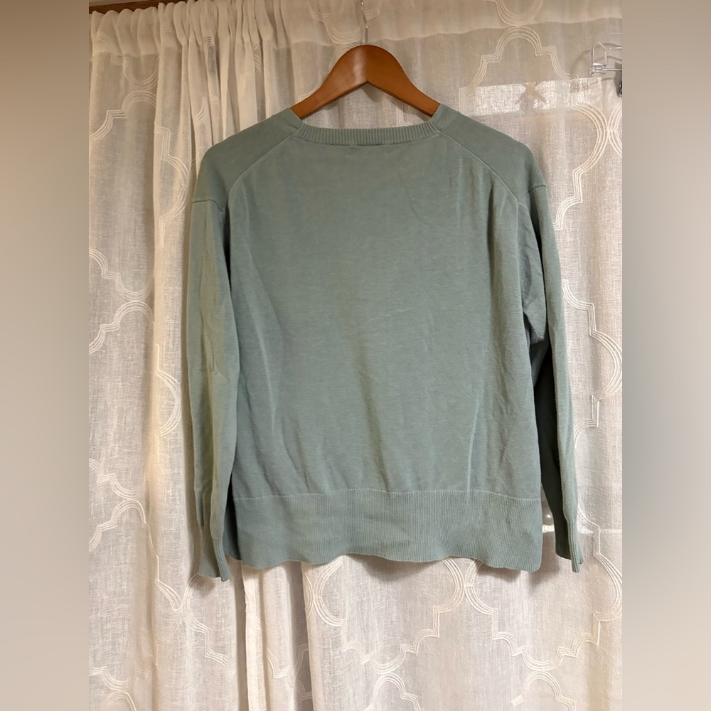 J. Crew Cotton V Neck Button Down Cardigan blue / green color dusty blue - Picture 7 of 10